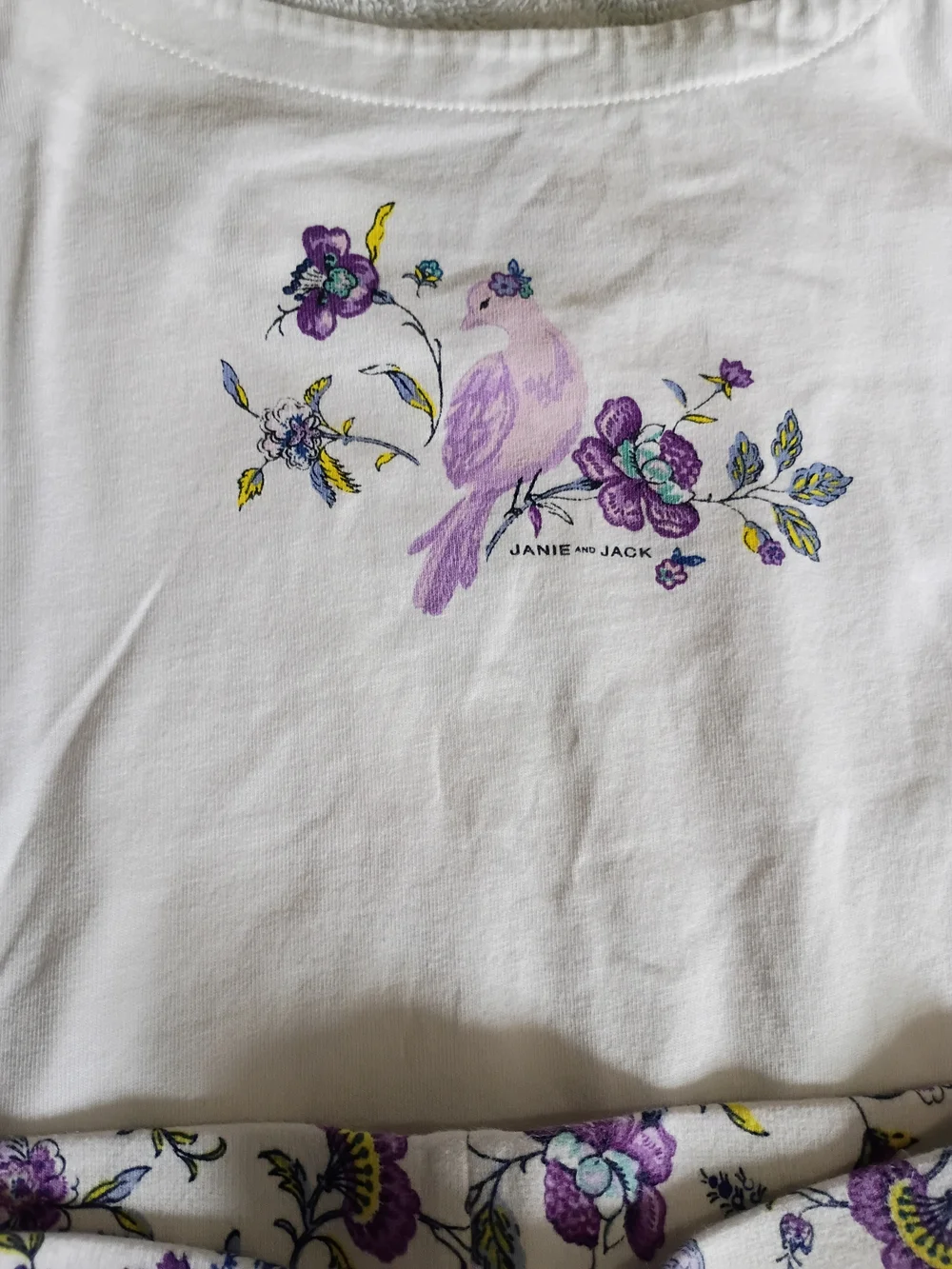 Janie and Jack White Top with Purple Floral Embroidery - Picture 2 of 5